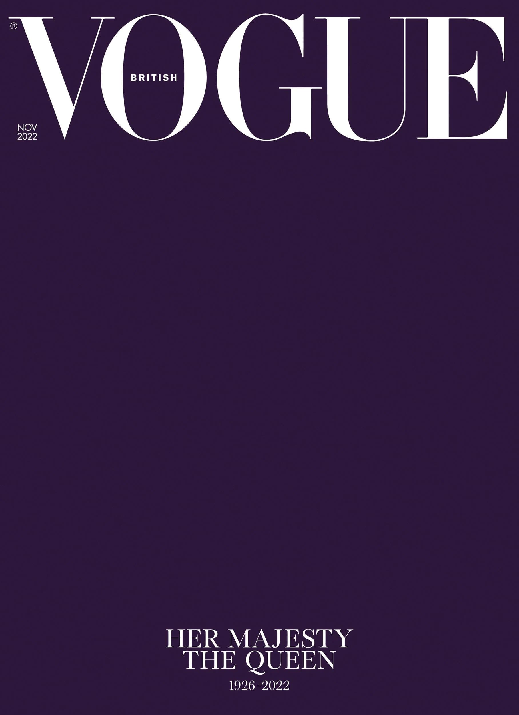 Vogue UK NOV 2022-The Royal Purple cover as a tribute to the Queen 时尚杂志封面，摄影师作品展示