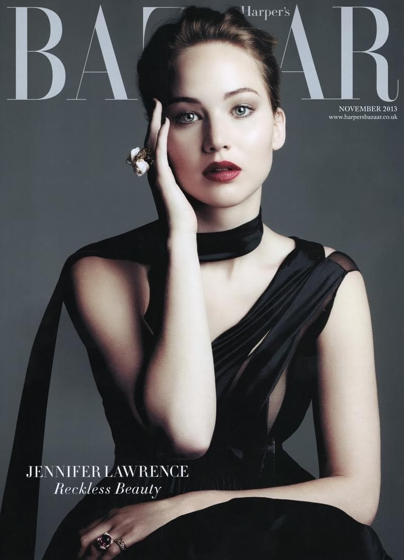 Jennifer Lawrence for Harper’s Bazaar UK – November 2013 时尚杂志封面,摄影师作品展示