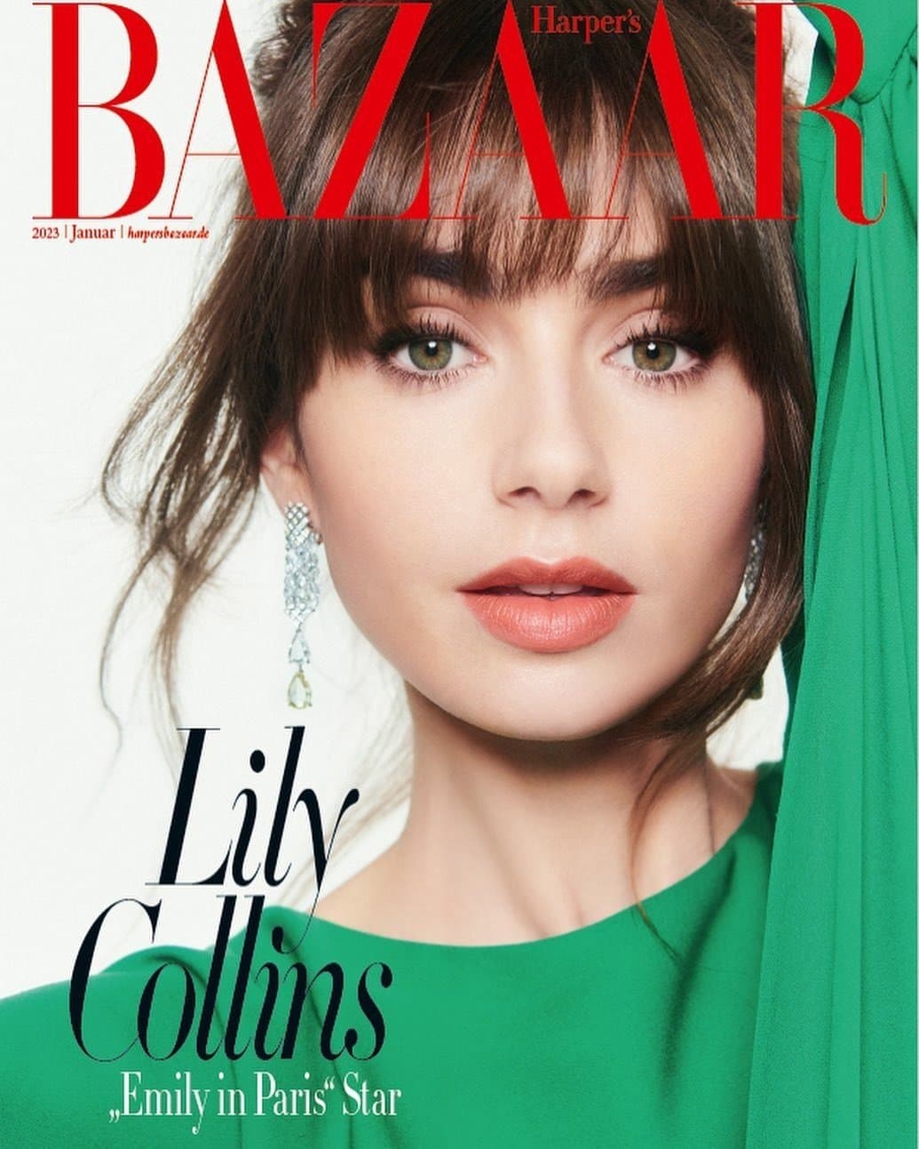 Lily Collins for Harper’s Bazaar Germany – January 2023 时尚杂志封面,摄影师作品展示
