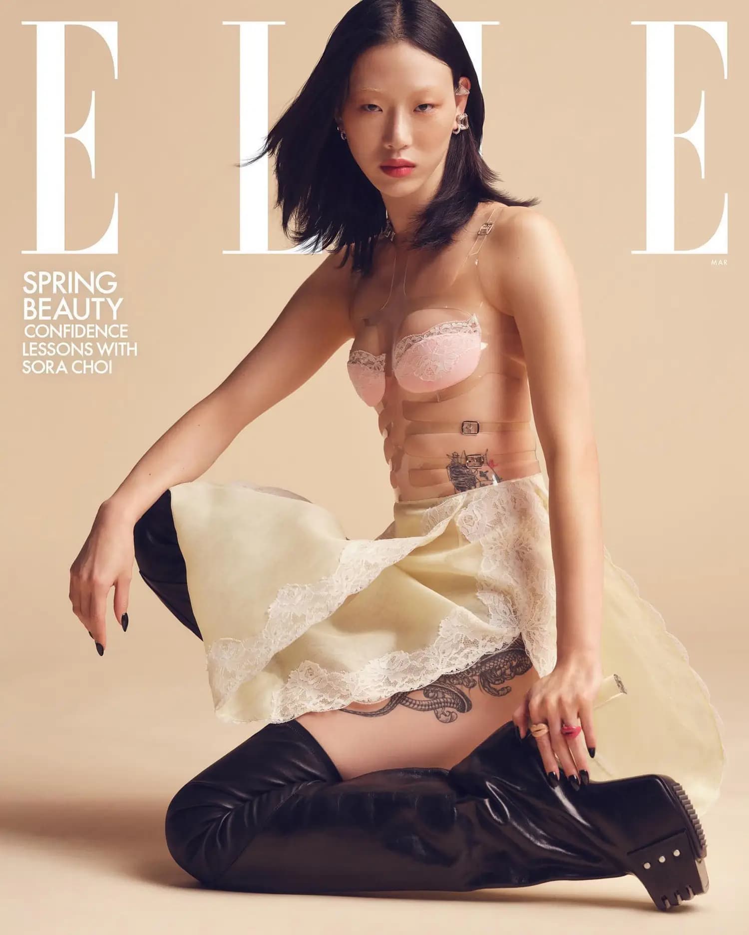 Sora Choi covers Elle US March 2023 Digital Edition by Sharif Hamza 时尚杂志封面,摄影师作品展示